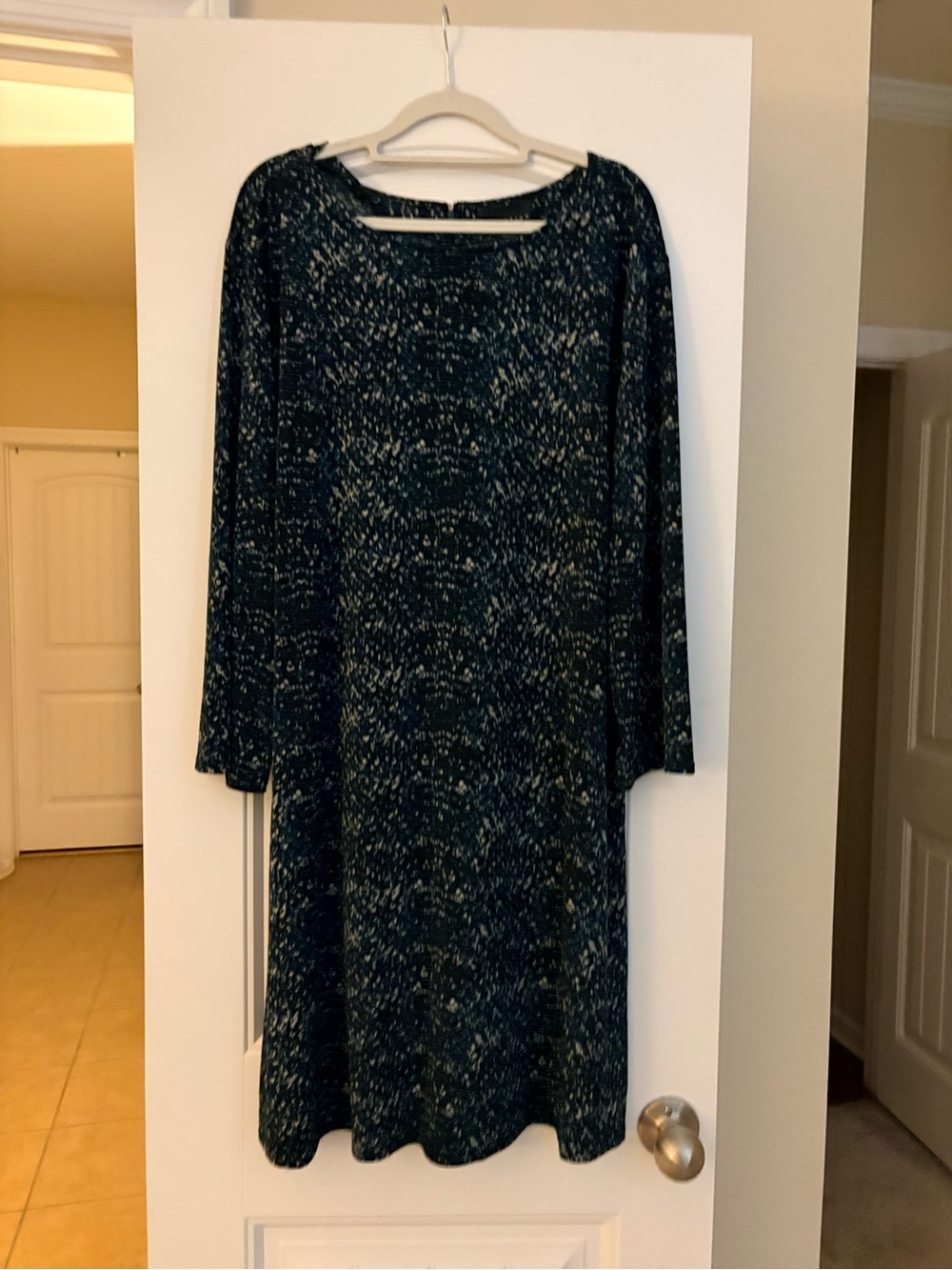 attention Dark Teal Speckled Long Sleeve Dress